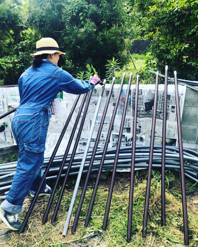 🍕
★廃ビニールハウスを利用した遊び場作り★
今日はビニールハウス組み立て前のペンキ塗り作業です。
◇◇◇◇◇◇◇◇◇◇◇◇◇◇◇◇◇◇
#とくしま有機農業サポートセンター 
#小松島有機農業サポートセンター 
#コープ自然派しこく